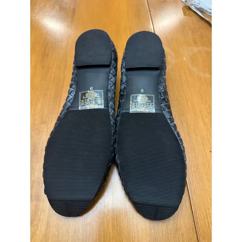 Roan by Bed Stu NWOB 9 distressed woven leather slip on ballerina flats boho